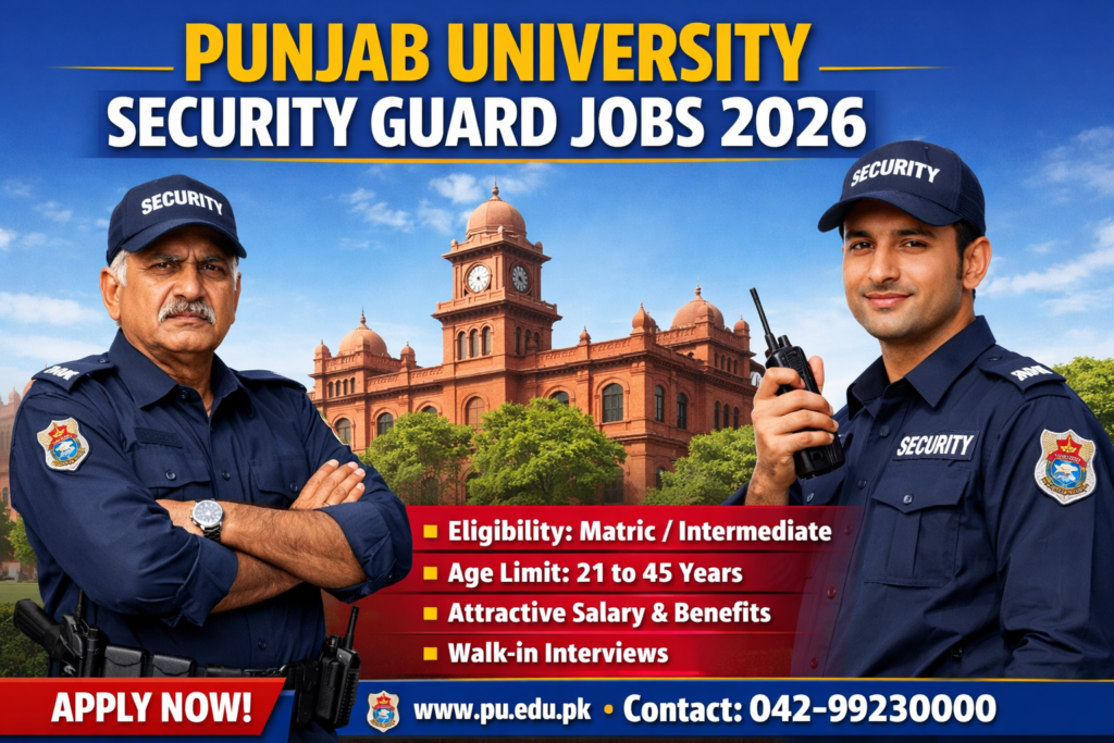 Punjab University Security Guard Jobs 2026,