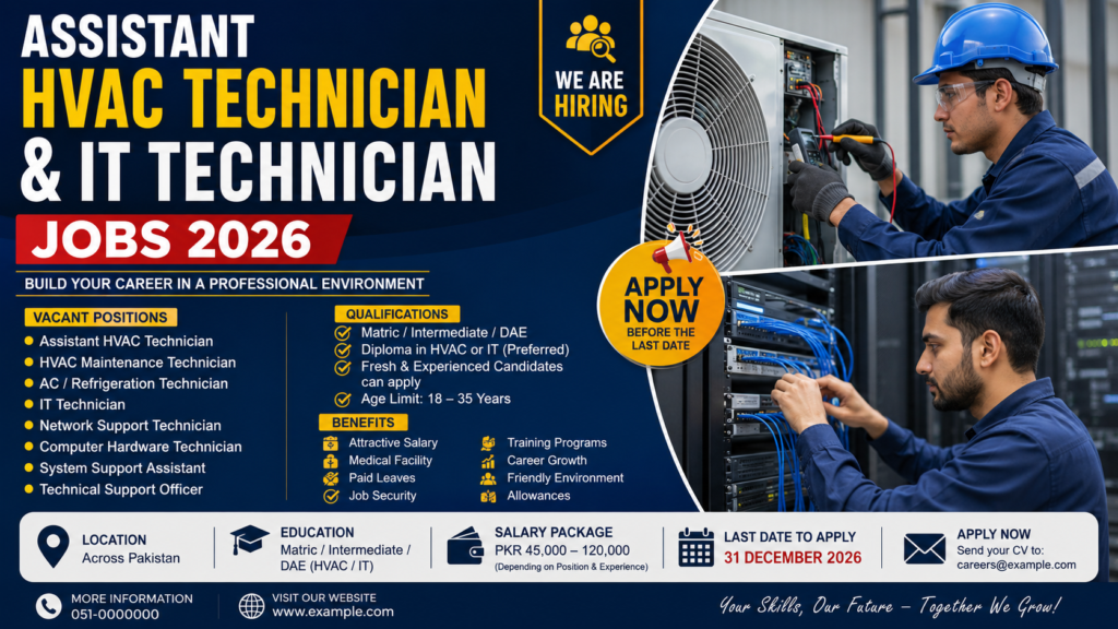Assistant HVAC Technician & IT Technician Job 2026