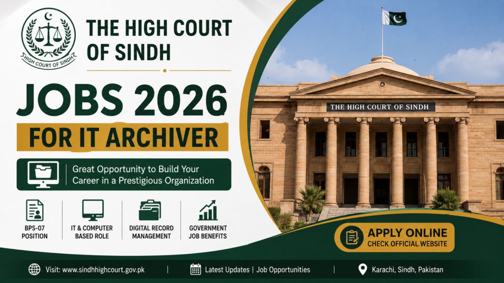 The High Court of Sindh Jobs 2026 for IT Archiver